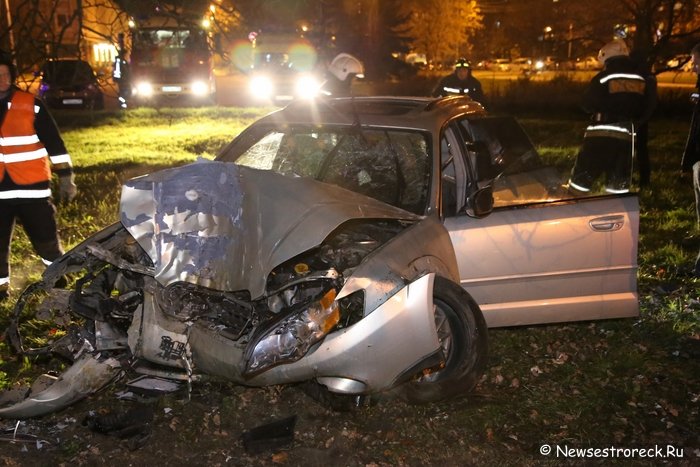 В Сестрорецке автомобиль «Субару» врезался в дерево