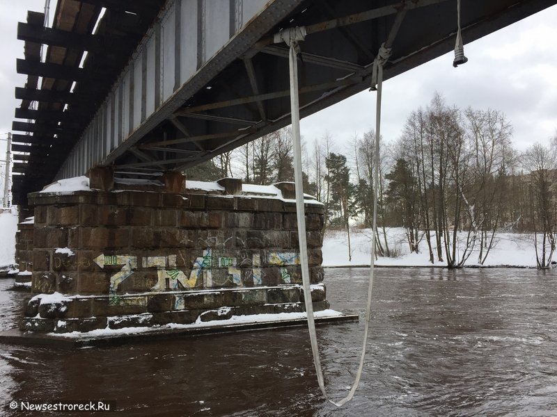 Под мостом сделали качели из пожарного рукава Под мостом сделали качели из пожарного рукава
